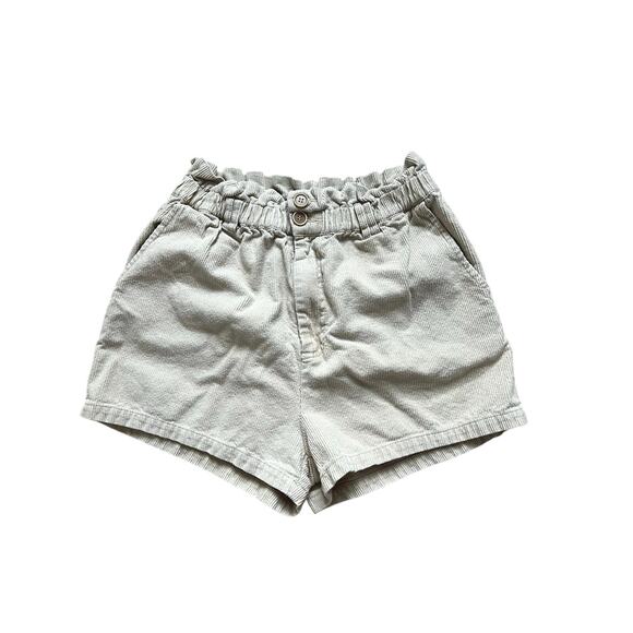 Paperbag Waist Linen Blend Shorts M Beige High Rise Neutral Summer Minimalist - Picture 1 of 6
